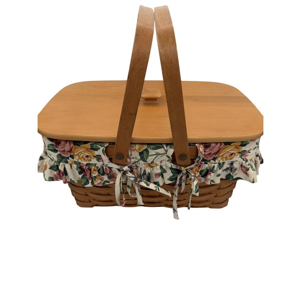 Longaberger 1995 Large Picnic Basket Cottage Combo Rare Lid  USA Grandmacore 90s